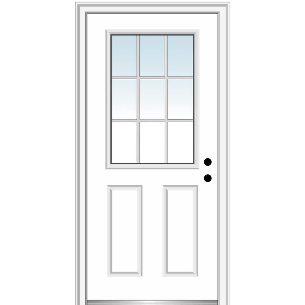 Steel Primed Left-Hand Inswing 1/2 Lite 2-Panel Prehung Front Door 30" x 80" U337705