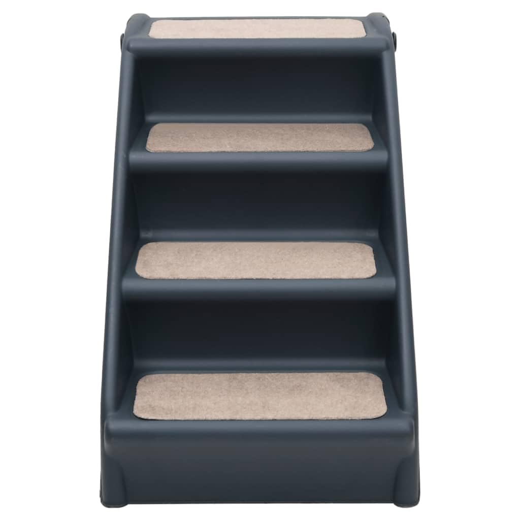 Folding 4-Step Dog Stairs Dark Gray L4217