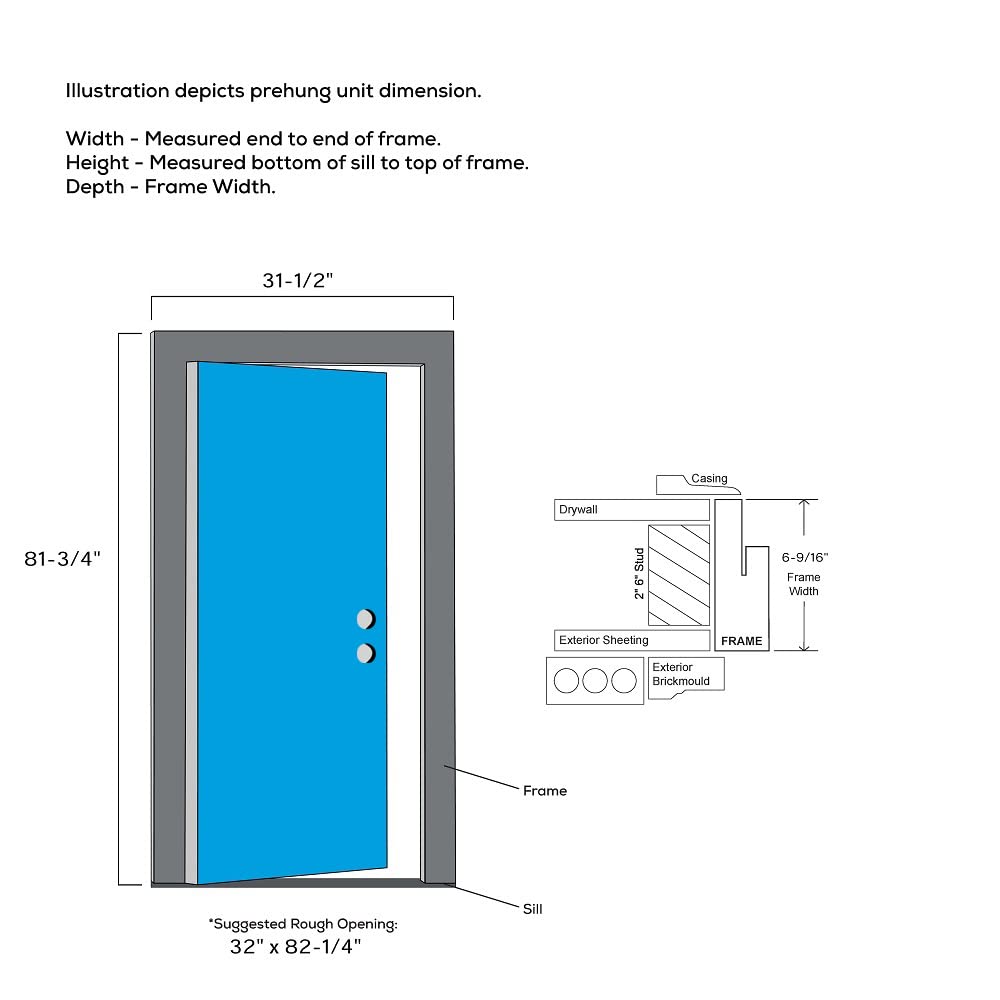 Steel Primed Left-Hand Inswing 1/2 Lite 2-Panel Prehung Front Door 30" x 80" U337705