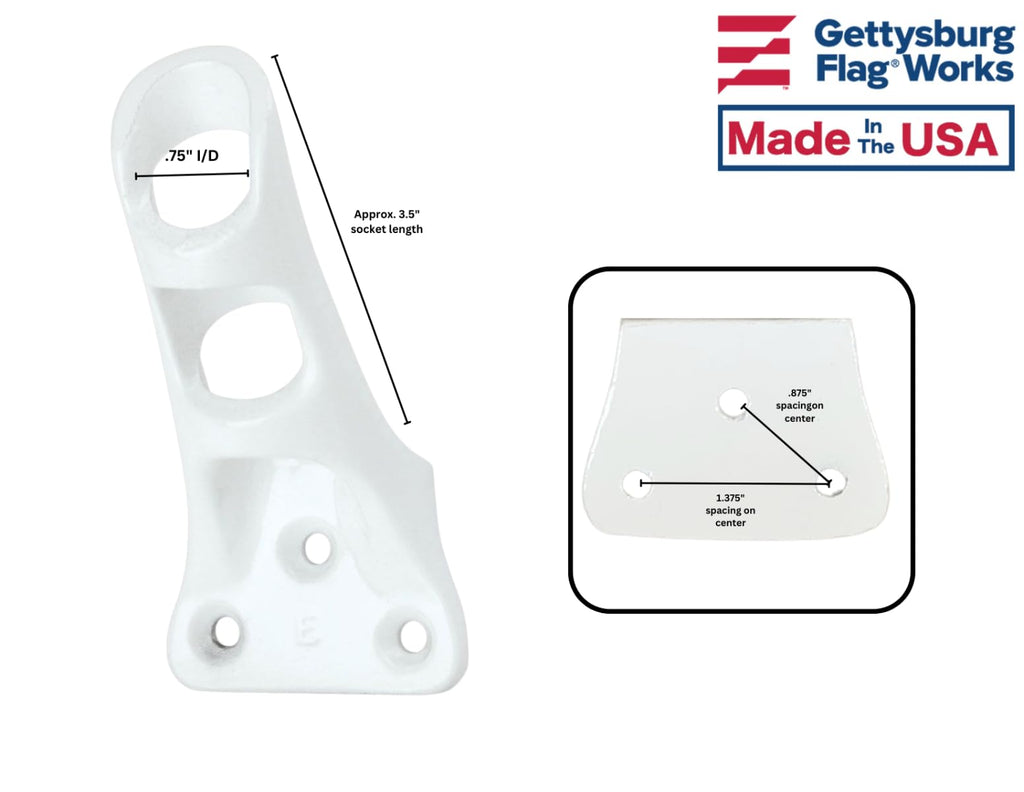 Cast Aluminum Bracket for .75" Outside Diameter Flagpoles in Silver R34989