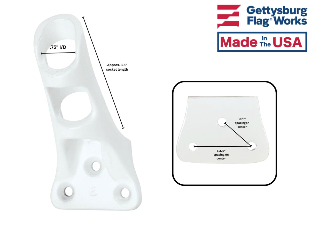 Cast Aluminum Bracket for .75" Outside Diameter Flagpoles in Silver R34989