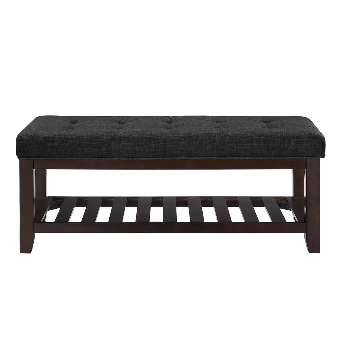 Large Rectangular Upholstered Tufted Linen Ottoman Bench W6738