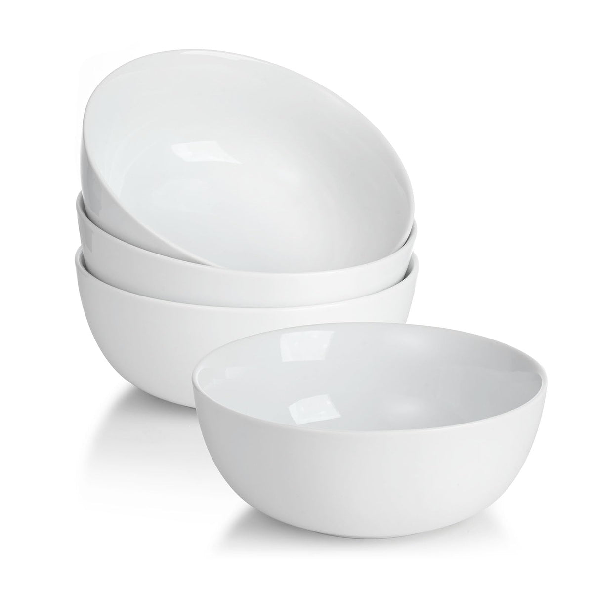 White Ceramic Soup Bowls Set of 4 D665588