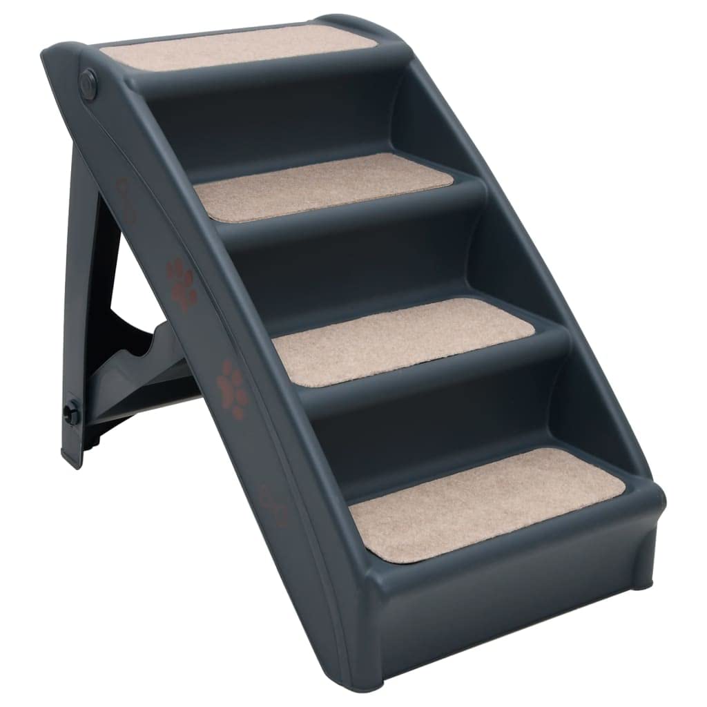Folding 4-Step Dog Stairs Dark Gray L4217