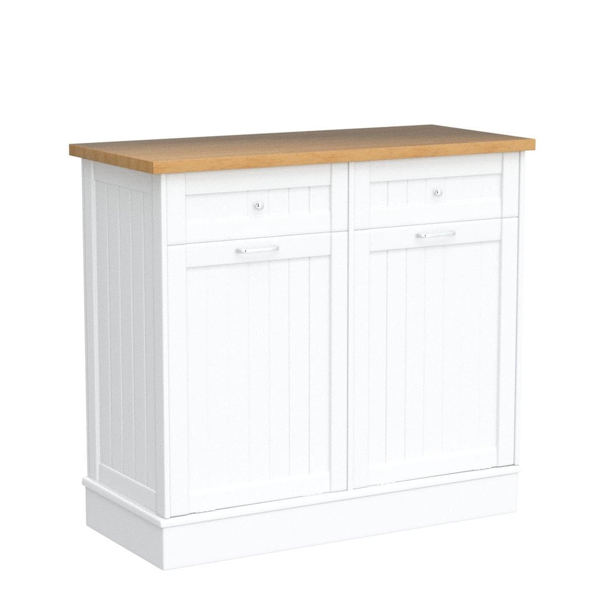 2 x 10 Gallon White Tilt Out Trash Cabinet with 2 Storage Drawer U3323