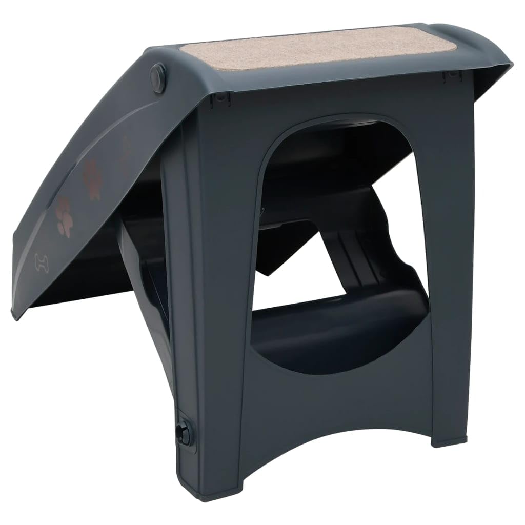 Folding 4-Step Dog Stairs Dark Gray L4217