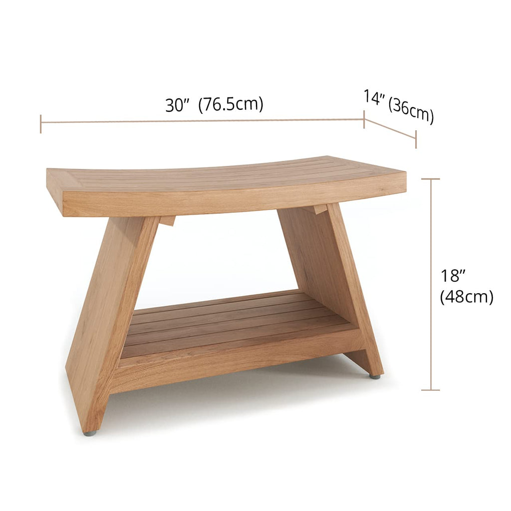 30" Teak Shower Bench with Shelf M9360