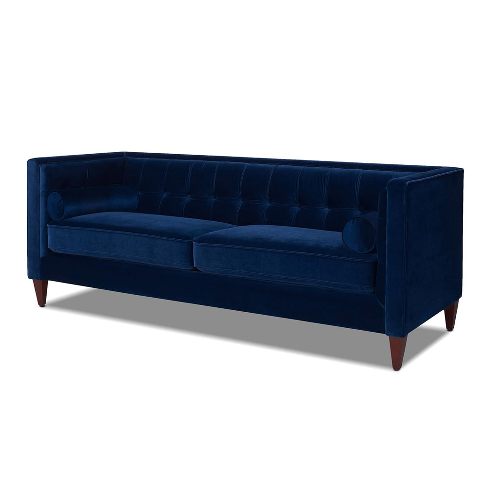 84" Navy Blue Tufted Velvet Sofa D4809