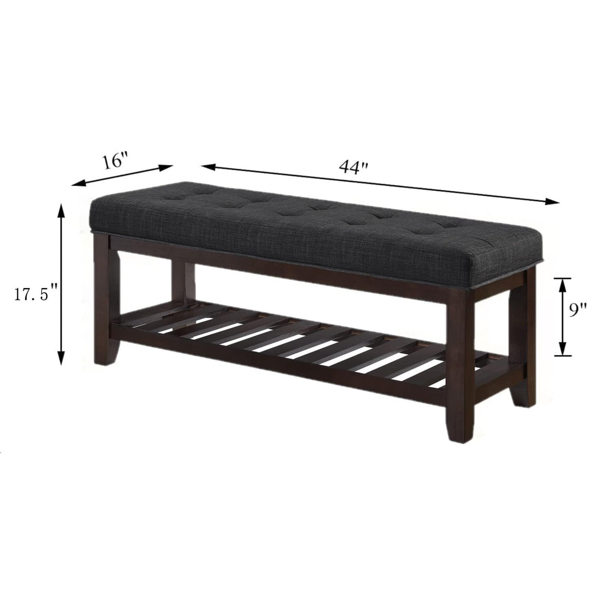 Large Rectangular Upholstered Tufted Linen Ottoman Bench W6738
