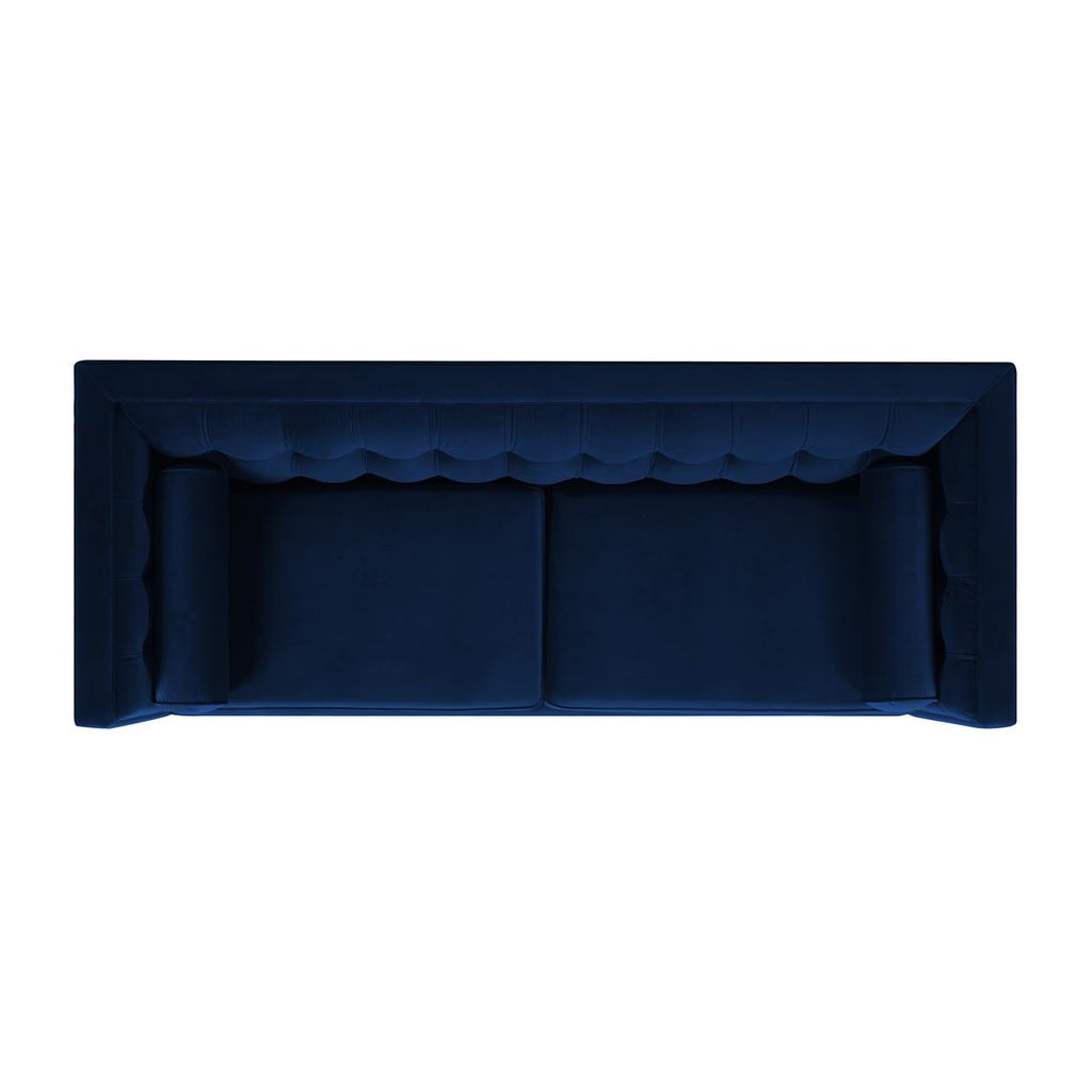 84" Navy Blue Tufted Velvet Sofa D4809