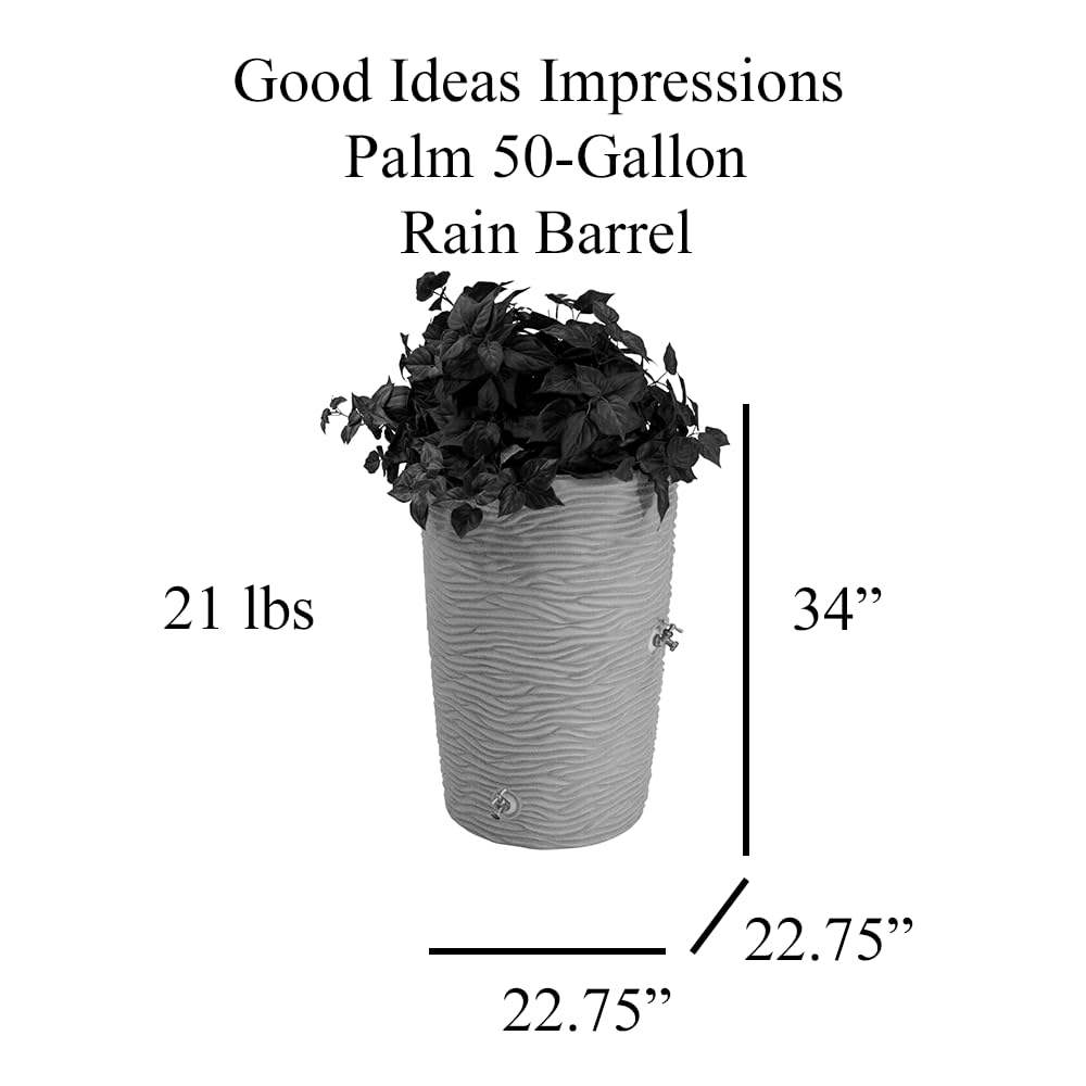 Faux Palm Rain Water Collection Barrel 50-Gallon K18912