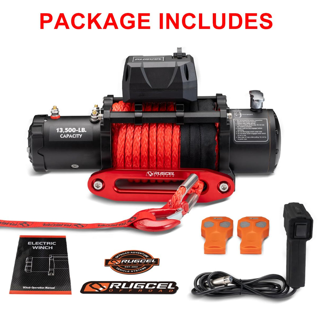 13500lb Waterproof 12V Synthetic Rope Electric Truck Winch H833242