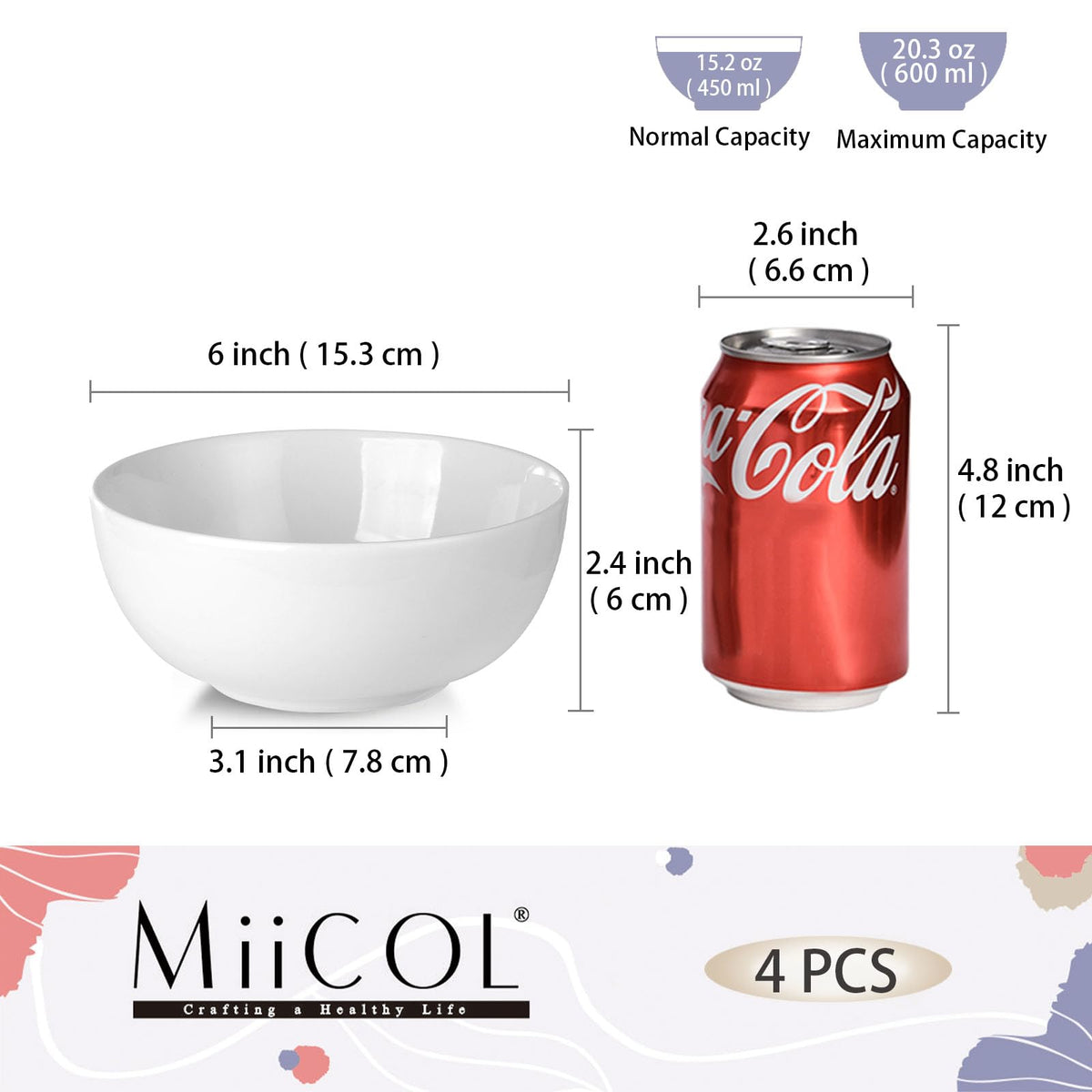 White Ceramic Soup Bowls Set of 4 D665588