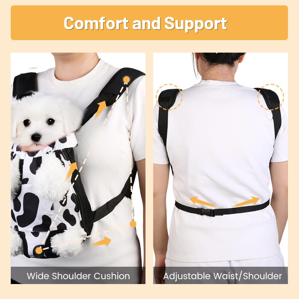 Adjustable Soft Ventilated Pet Carrier Backpack, 2.5-4 lbs, Cow Print X882