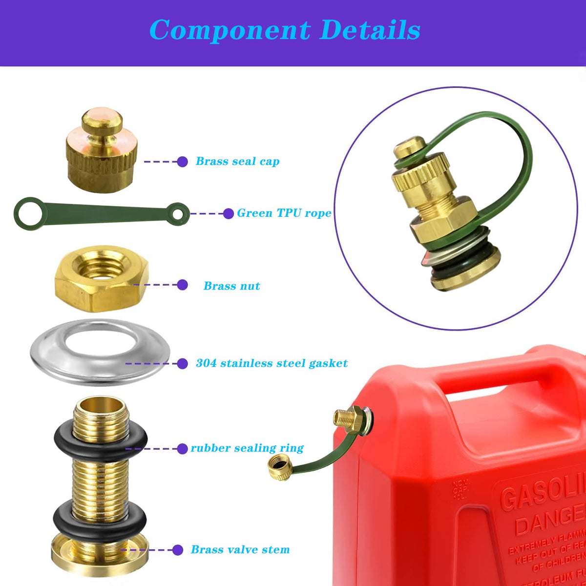 Brass Gas Can Vent Caps 12 Pack J3092