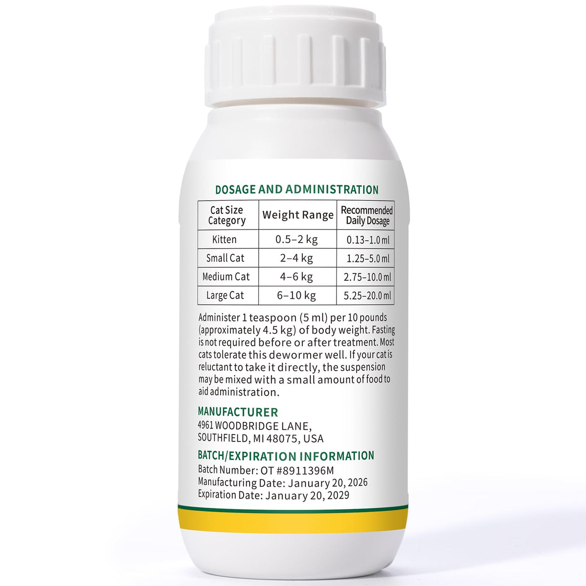 Pyrantel Pamoate Oral Suspension for Cats & Kittens, 100 mL A605