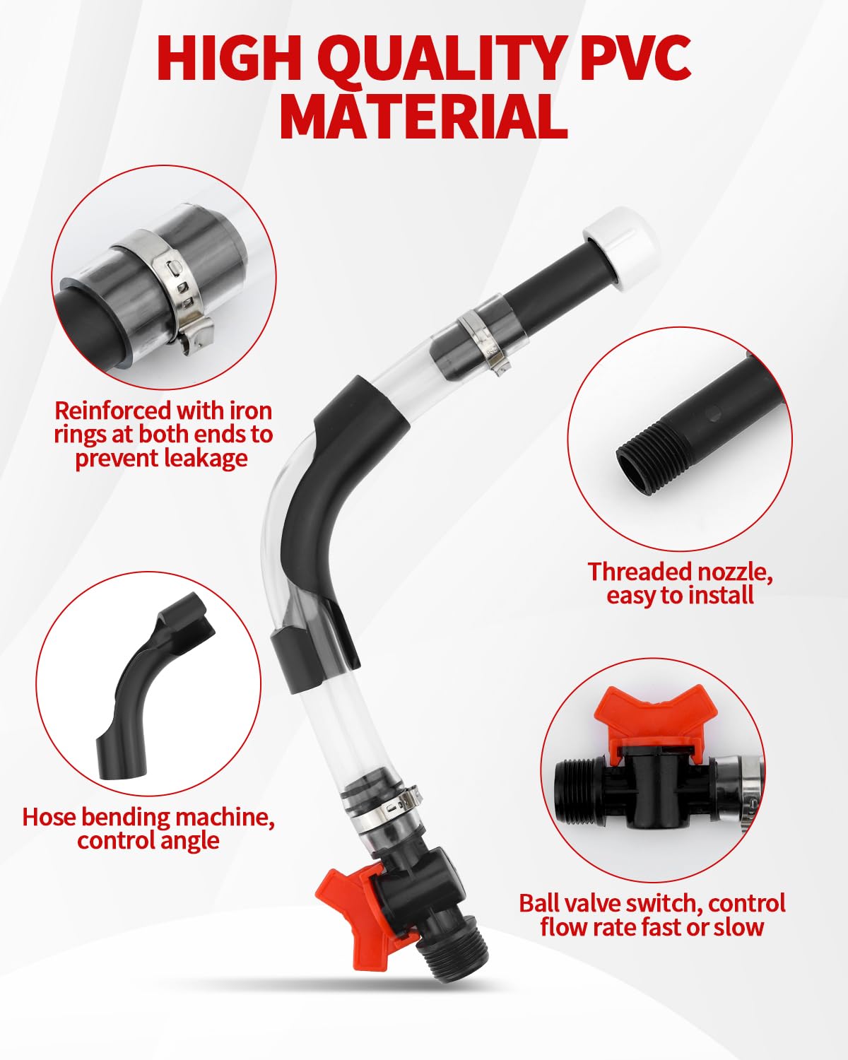 15 Inch Fuel Filler Hose Spout Replacement with Ball Valve U686