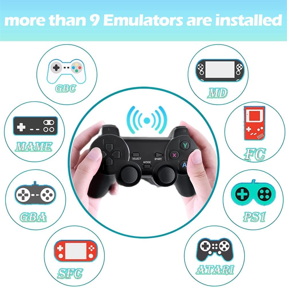 Black Wireless Retro Game Console with 2.4G Controllers I11507