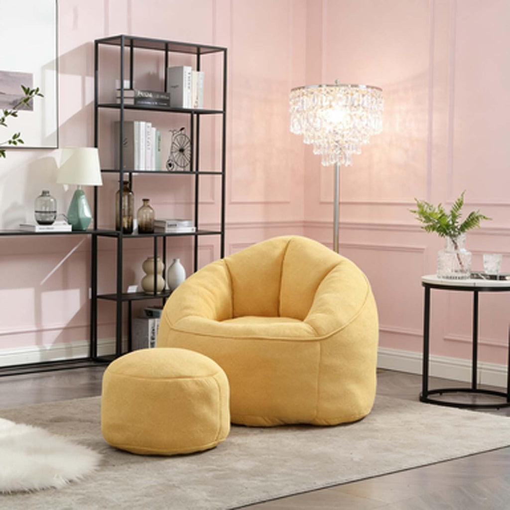 Microfiber Memory Foam Bean Bag Chair with Ottoman D465
