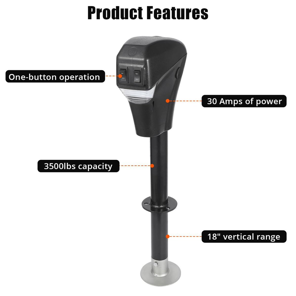 12V DC Electric Trailer Jack 3500 lbs A-Frame Tongue Jack with LED Light C1419