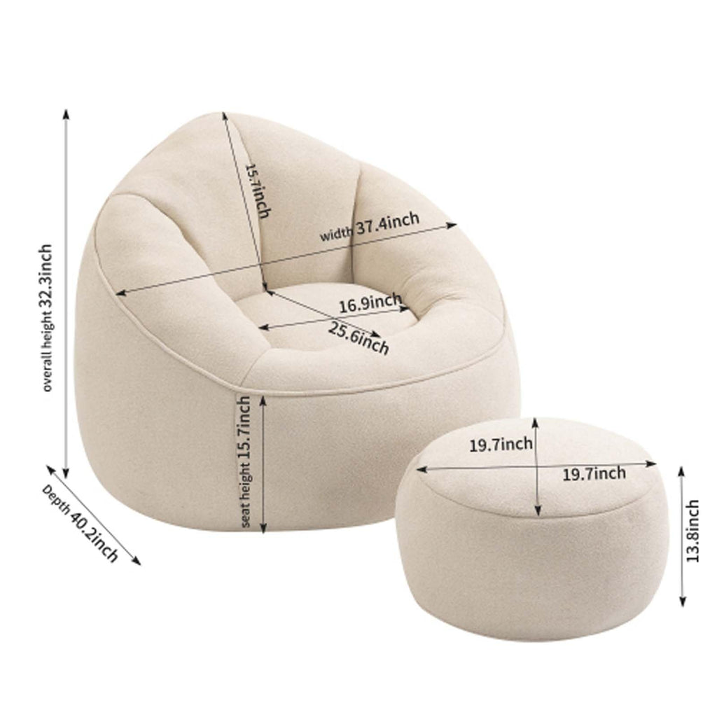 Microfiber Memory Foam Bean Bag Chair with Ottoman D465