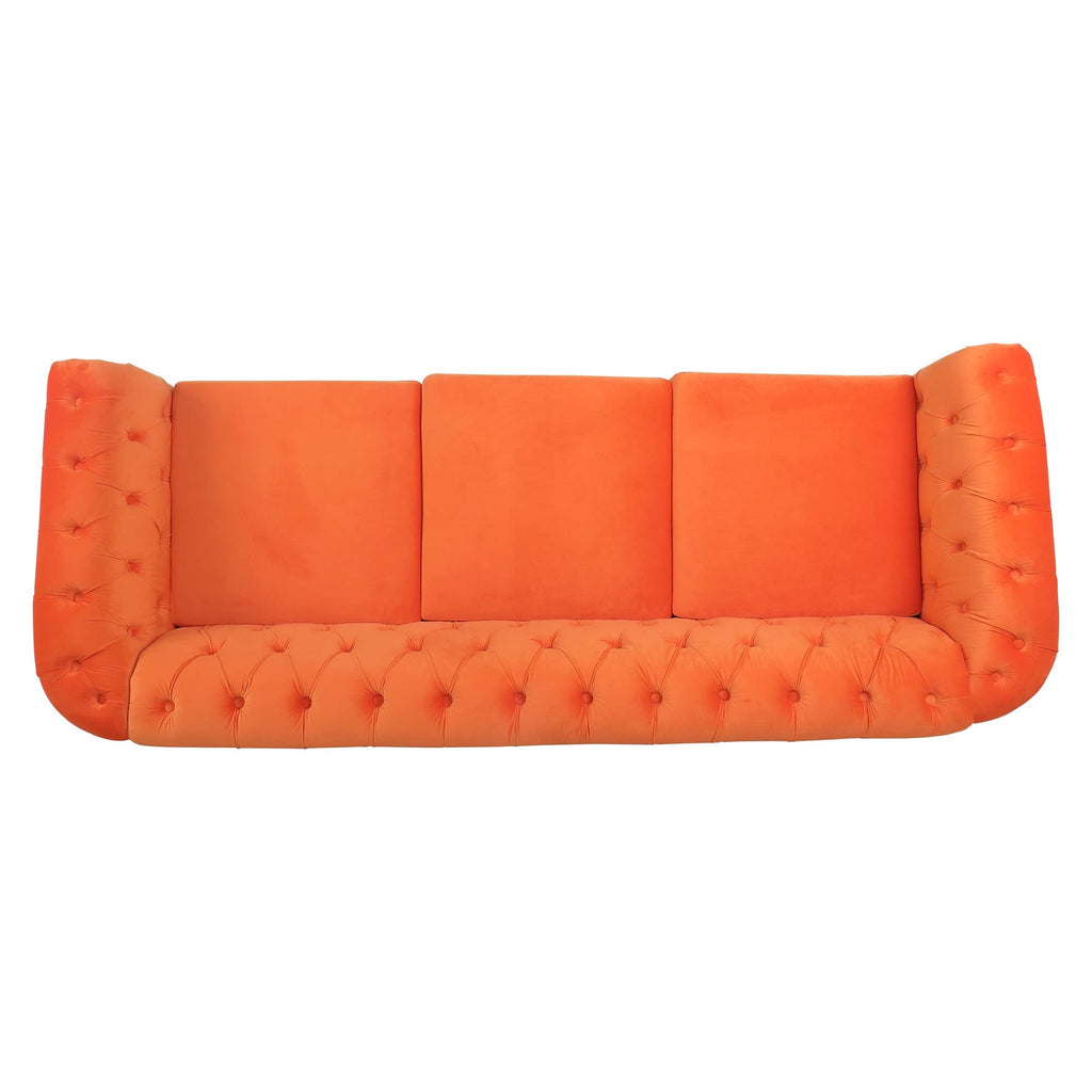 Orange Velvet 3 Seater Sofa T44916