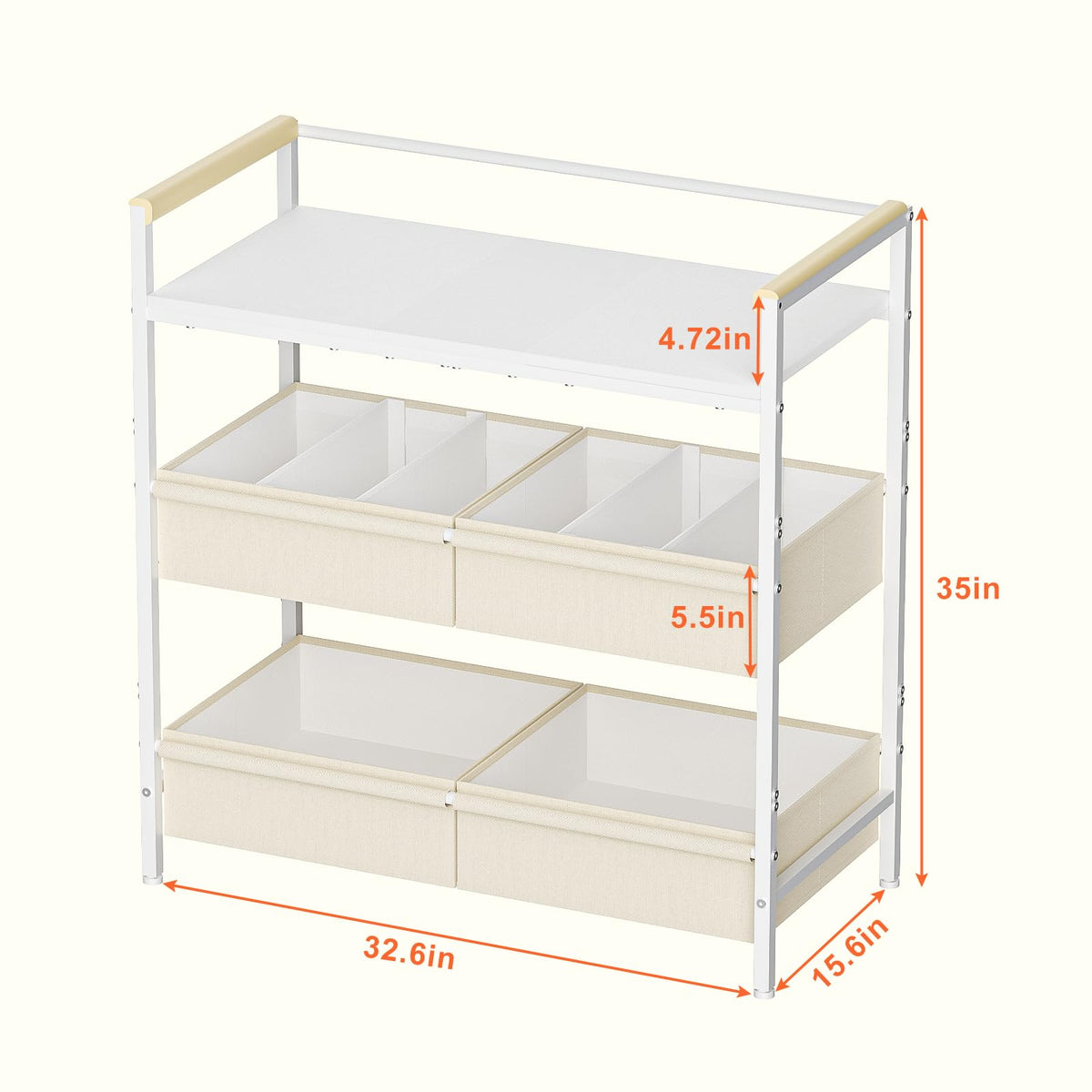 White Baby Changing Table with Storage W48765