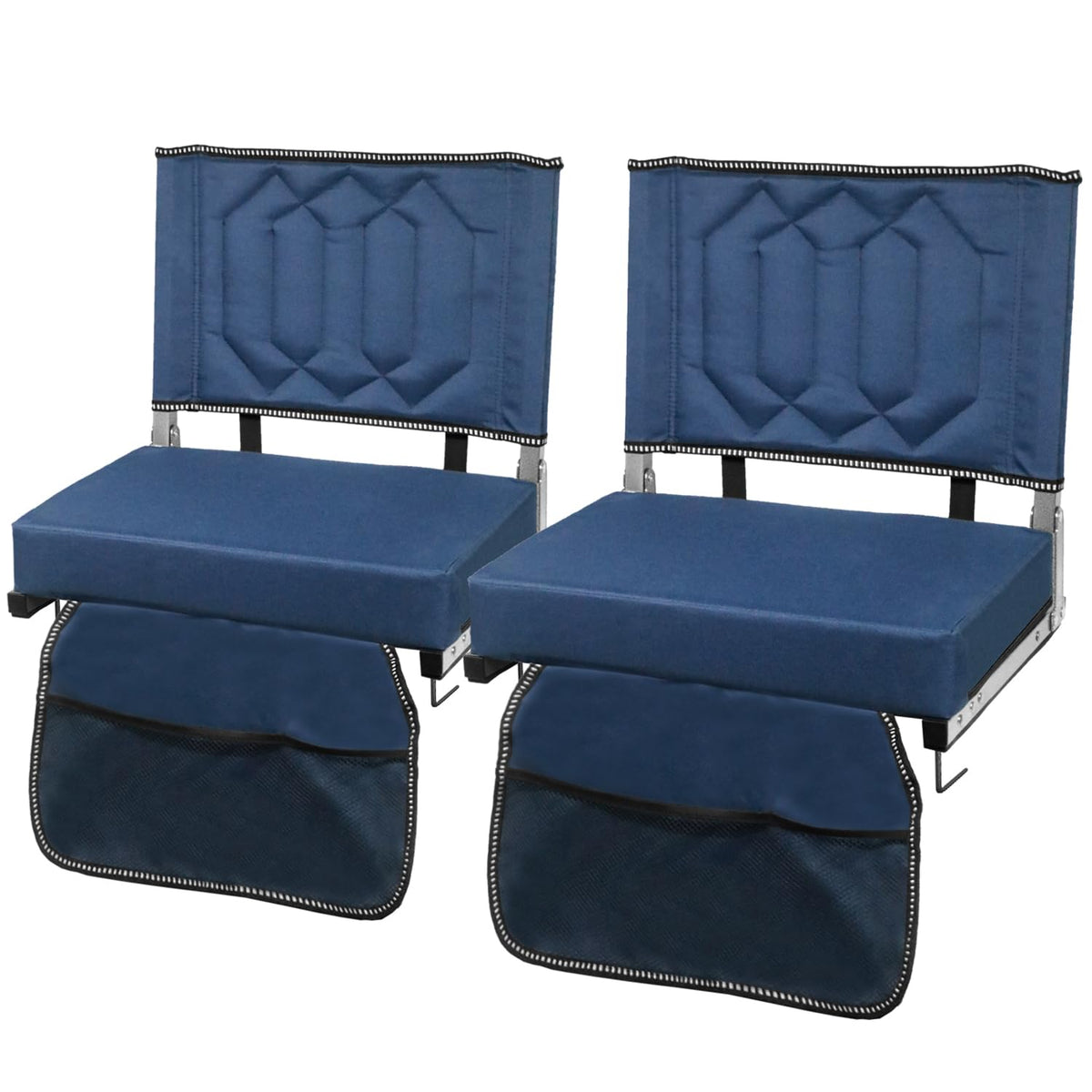 Portable Folding Stadium Seats with Back Support and Cushion, Navy, 2Pack C477188