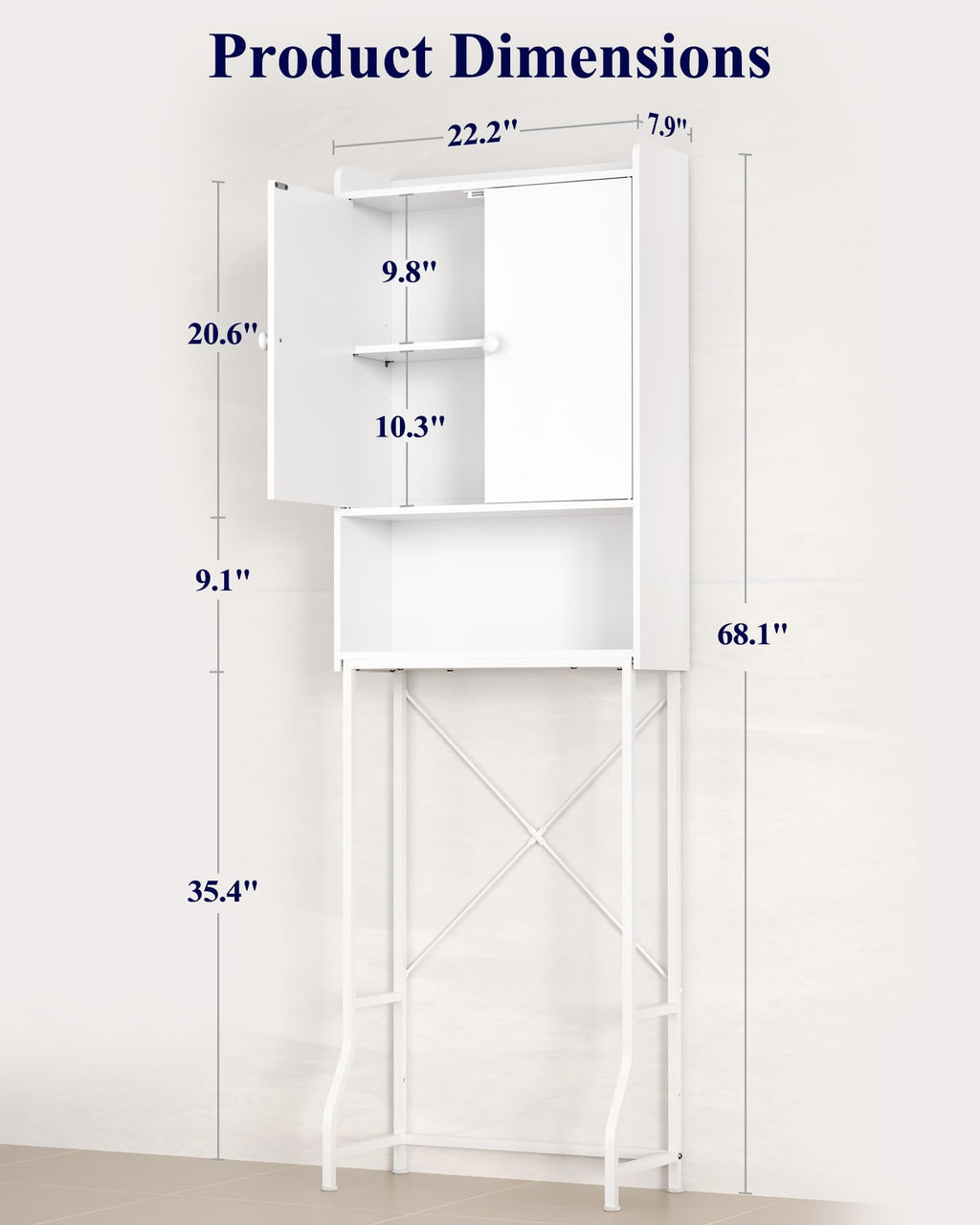 Over Toilet Storage Cabinet with Adjustable Shelf D210383