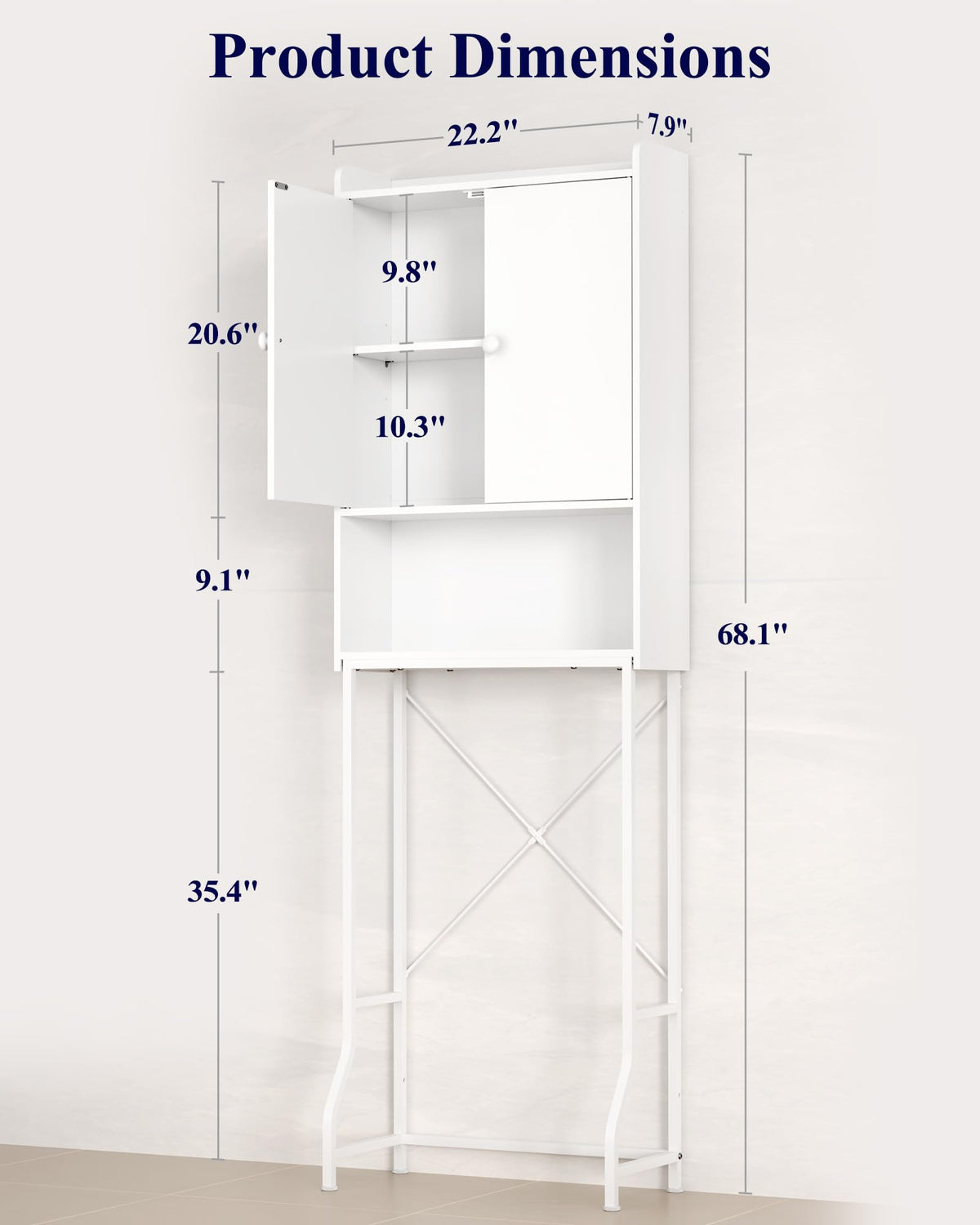Over Toilet Storage Cabinet with Adjustable Shelf D210383