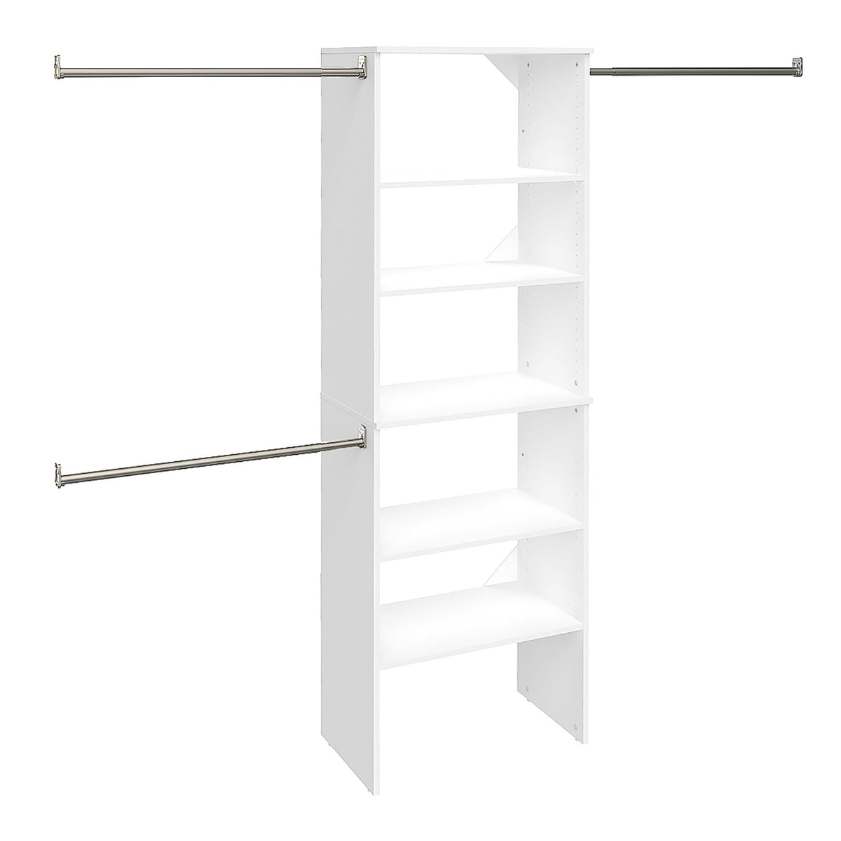 Wood Closet Organizer System with Tower and 3 Hang Rods and Shelving G1667
