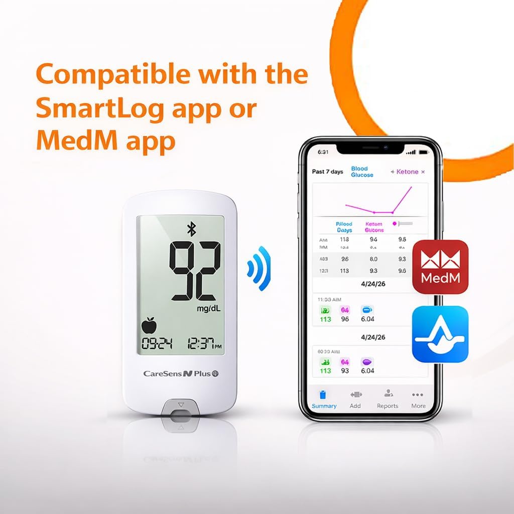 Bluetooth Blood Glucose Monitor Kit with 100 Test Strips and 100 Lancets Y140081