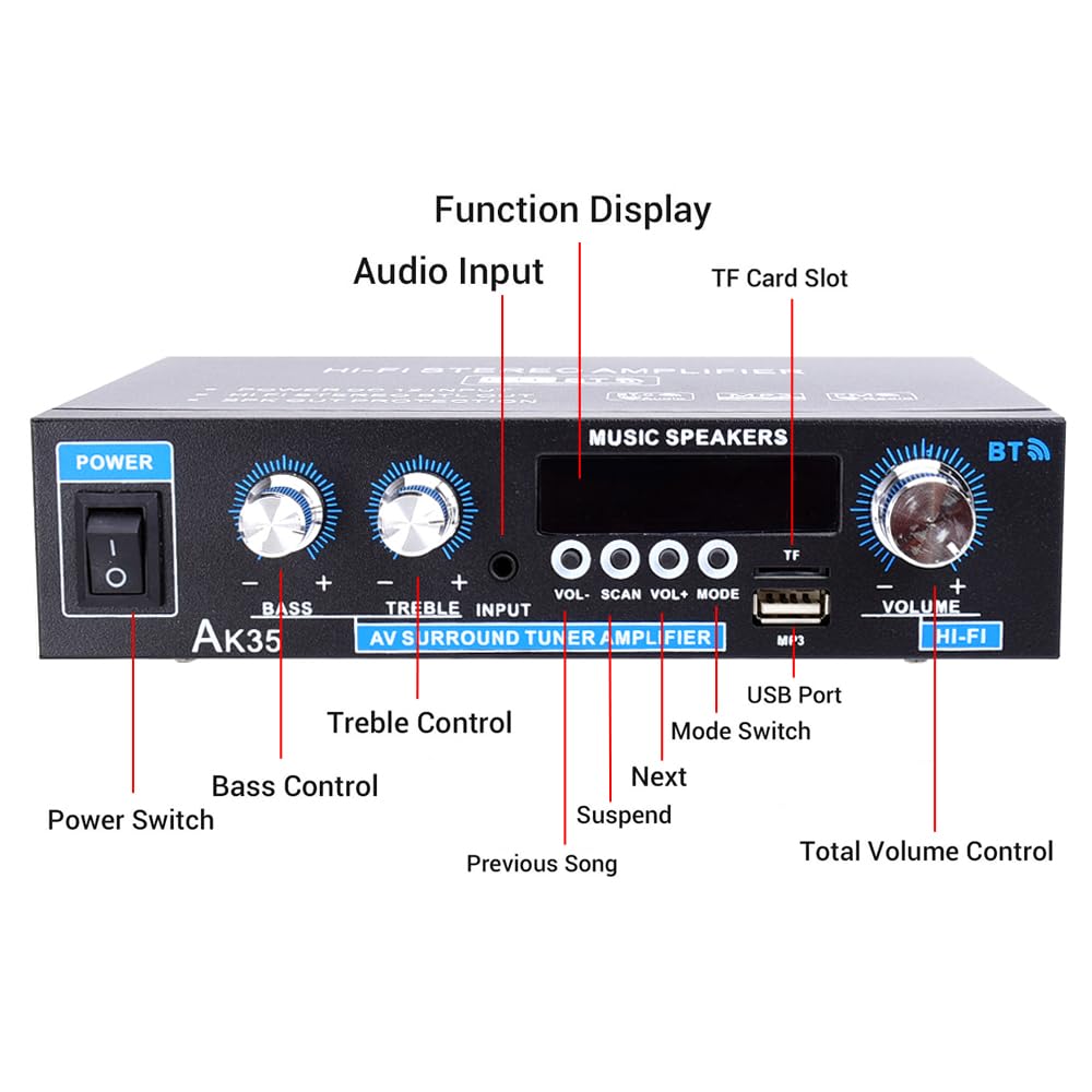 Bluetooth 5.0 200W 2.0 Channel Mini Stereo Amplifier P39862