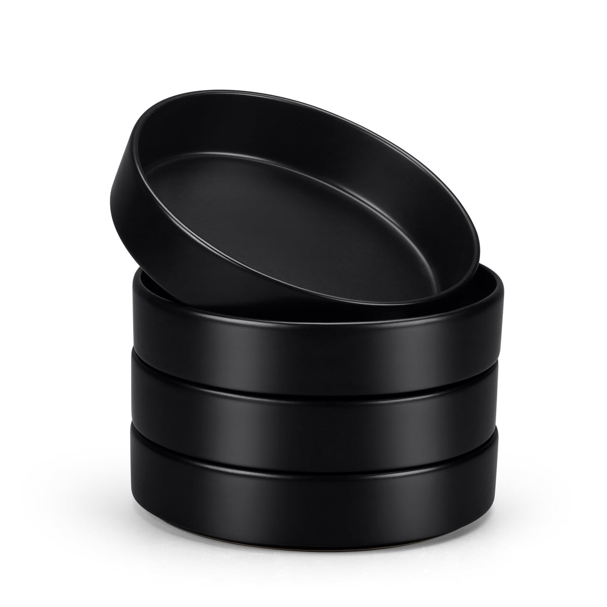 Black Ceramic Pasta Bowls Set of 4 E645240