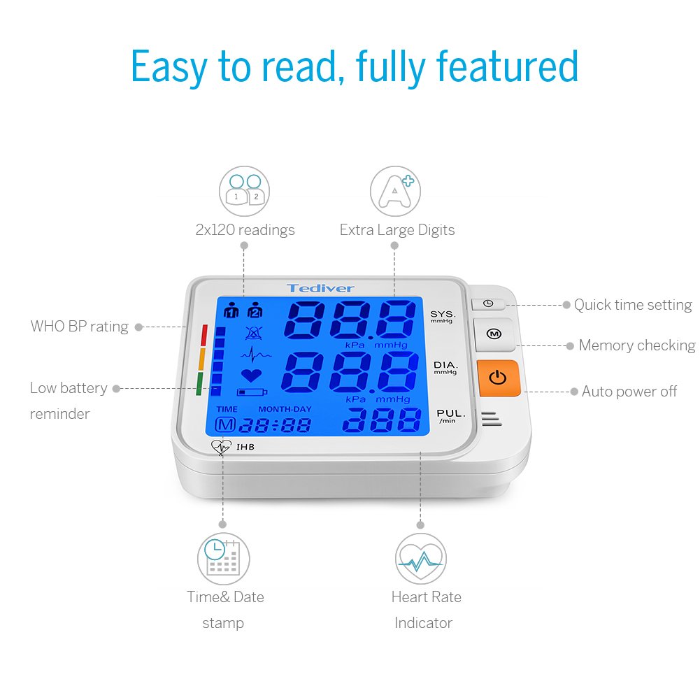 Digital Blood Pressure Monitor, Large Cuff, Upper Arm Blood Pressure Machine P668694