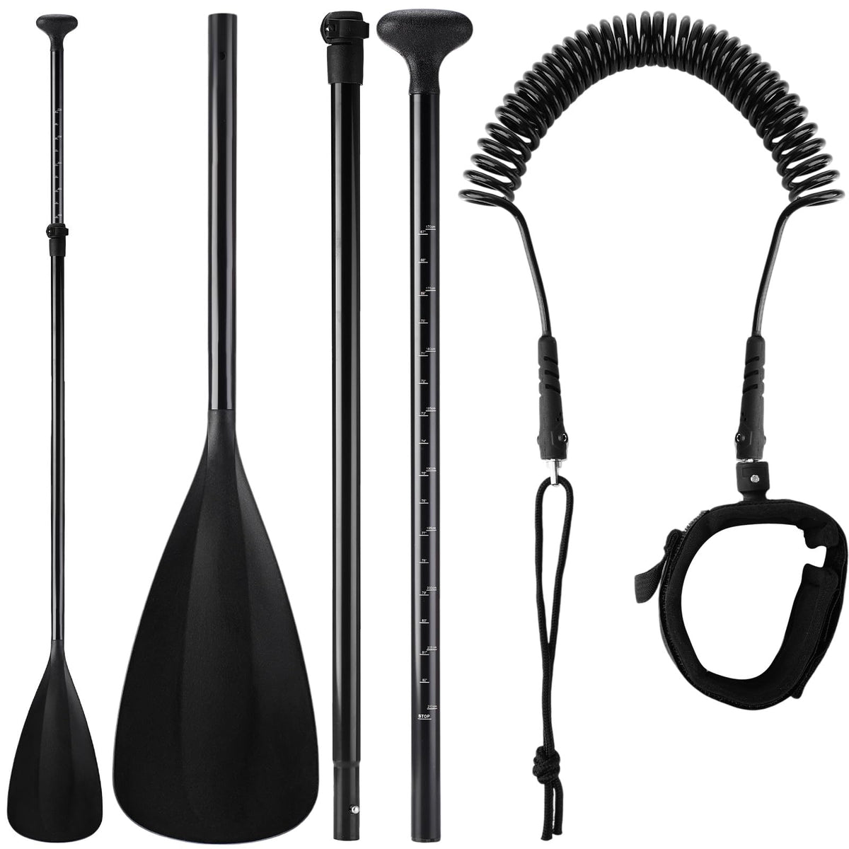 3 Pieces Paddle Board Paddle with Leash Detachable Aluminum Alloy Shaft G53829