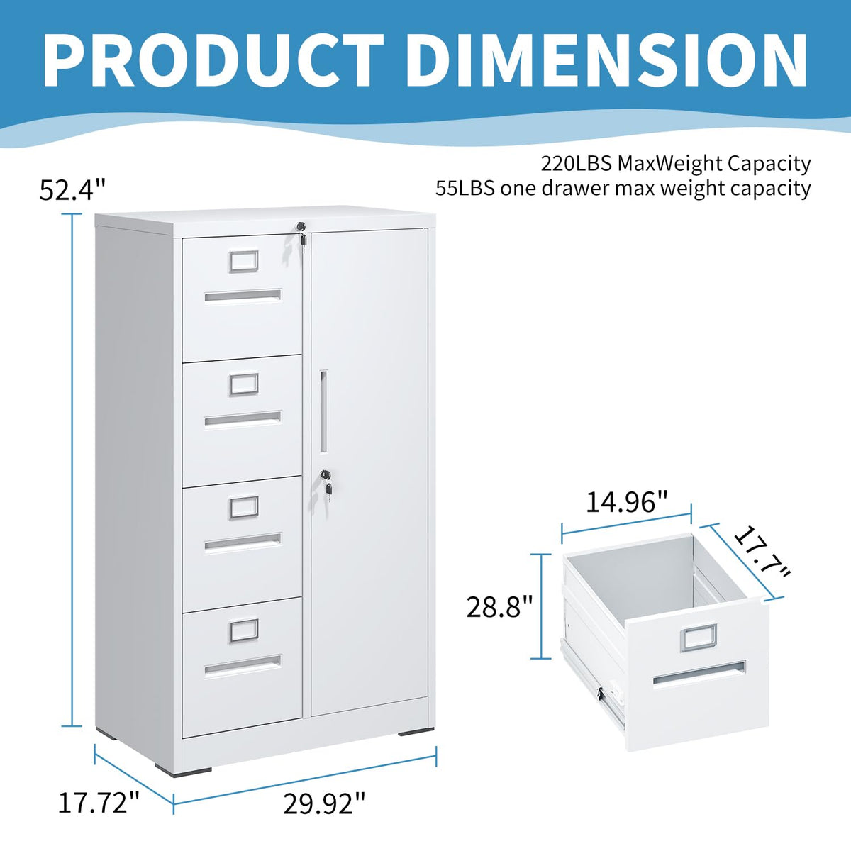 4 Drawer Metal File Cabinet with Lock Z47516
