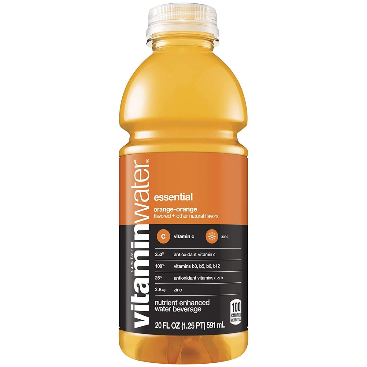 Orange Electrolyte Enhanced Bottled Water with Vitamins, 20-Ounce (Pack of 6) O379