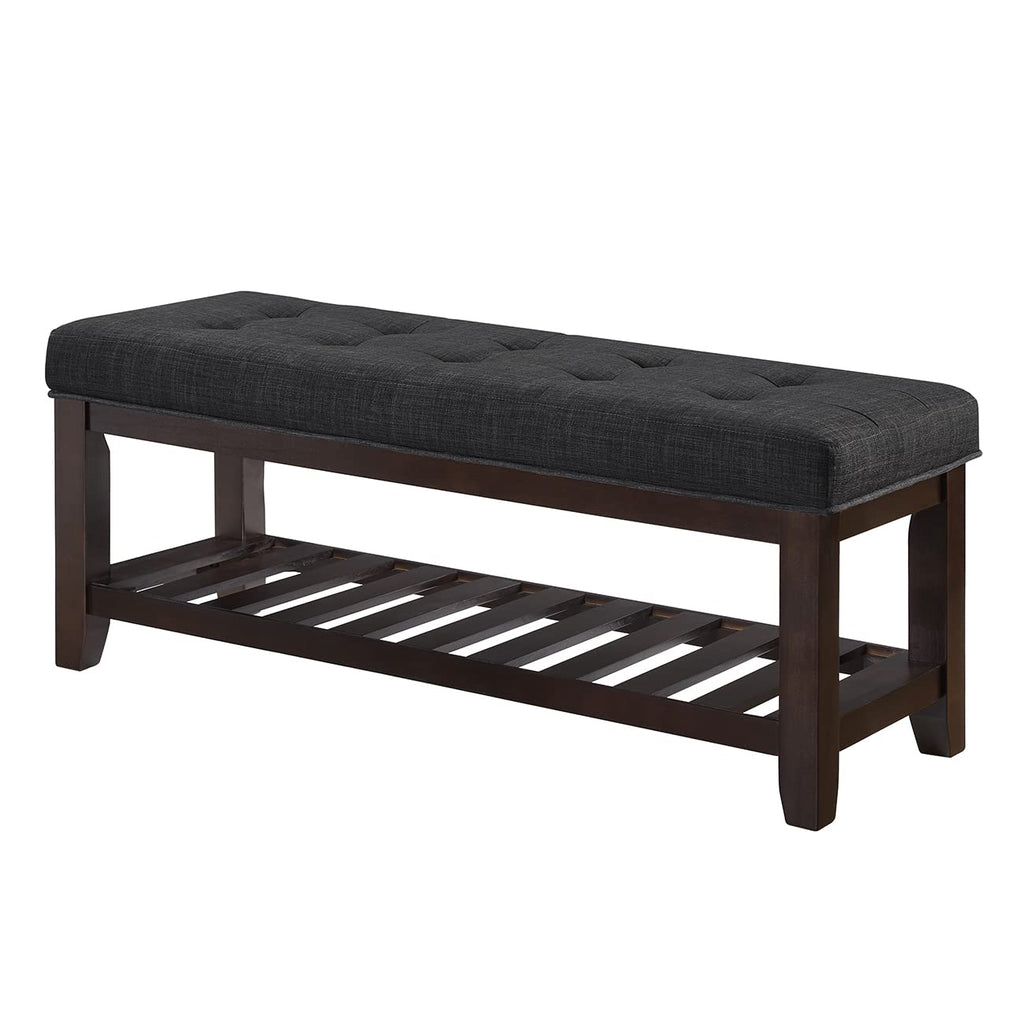 Large Rectangular Upholstered Tufted Linen Ottoman Bench W6738