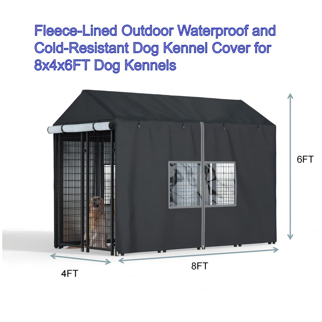 Black Dog Kennel Cover with Transparent Windows O87330