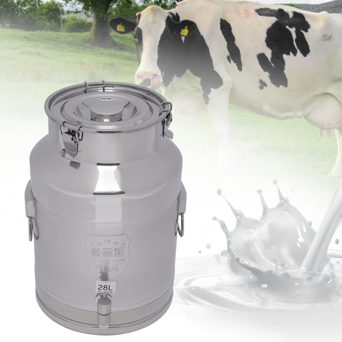304 Stainless Steel 28L Sealed Lid Faucet Milk Can T2760