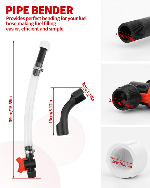 15 Inch Fuel Filler Hose Spout Replacement with Ball Valve U686