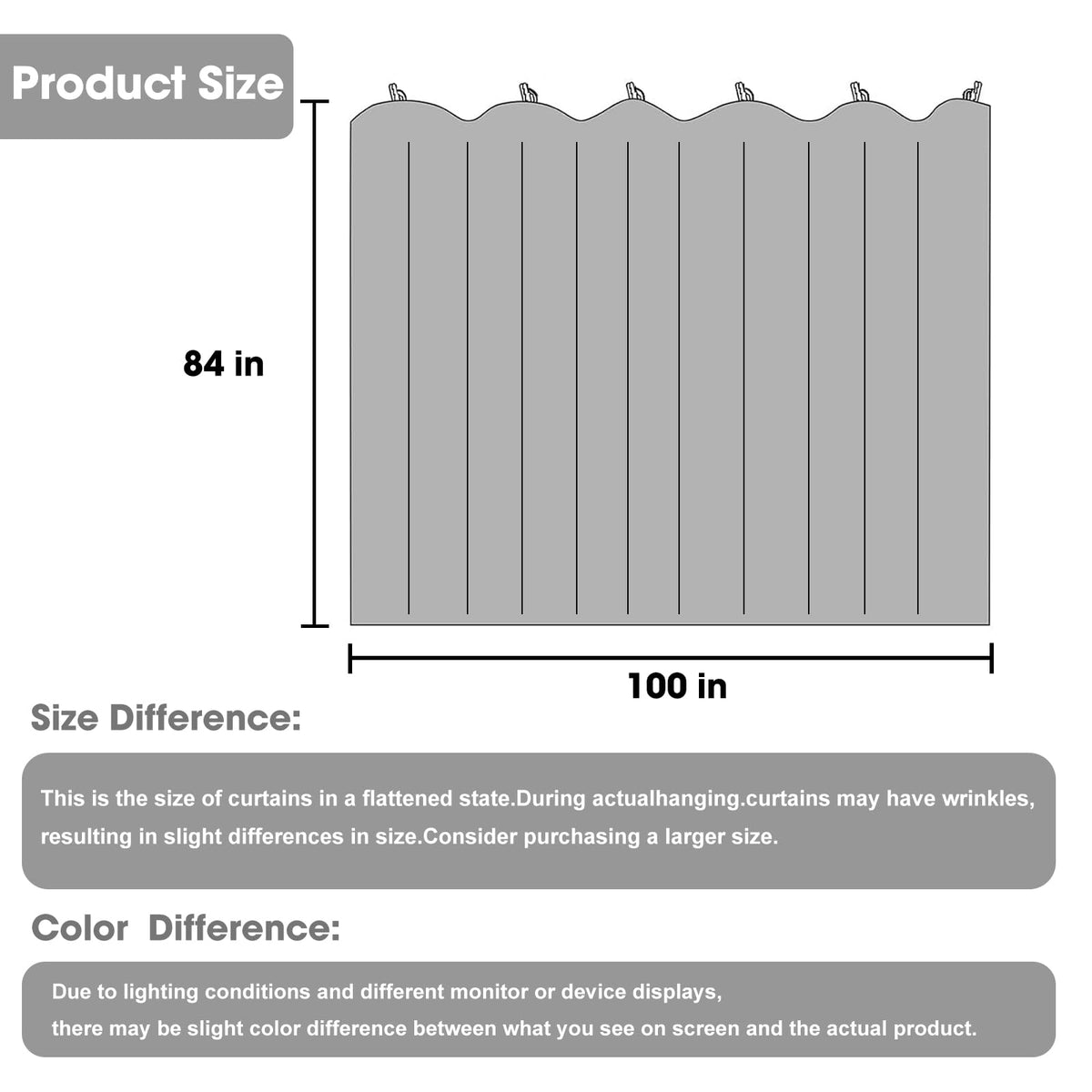 Blackout Room Divider Curtains with Hooks 1 Panel W100 × L84 Inch Black D880621