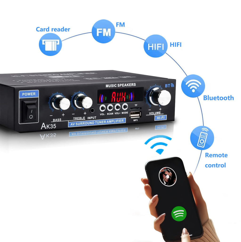 Bluetooth 5.0 200W 2.0 Channel Mini Stereo Amplifier P39862