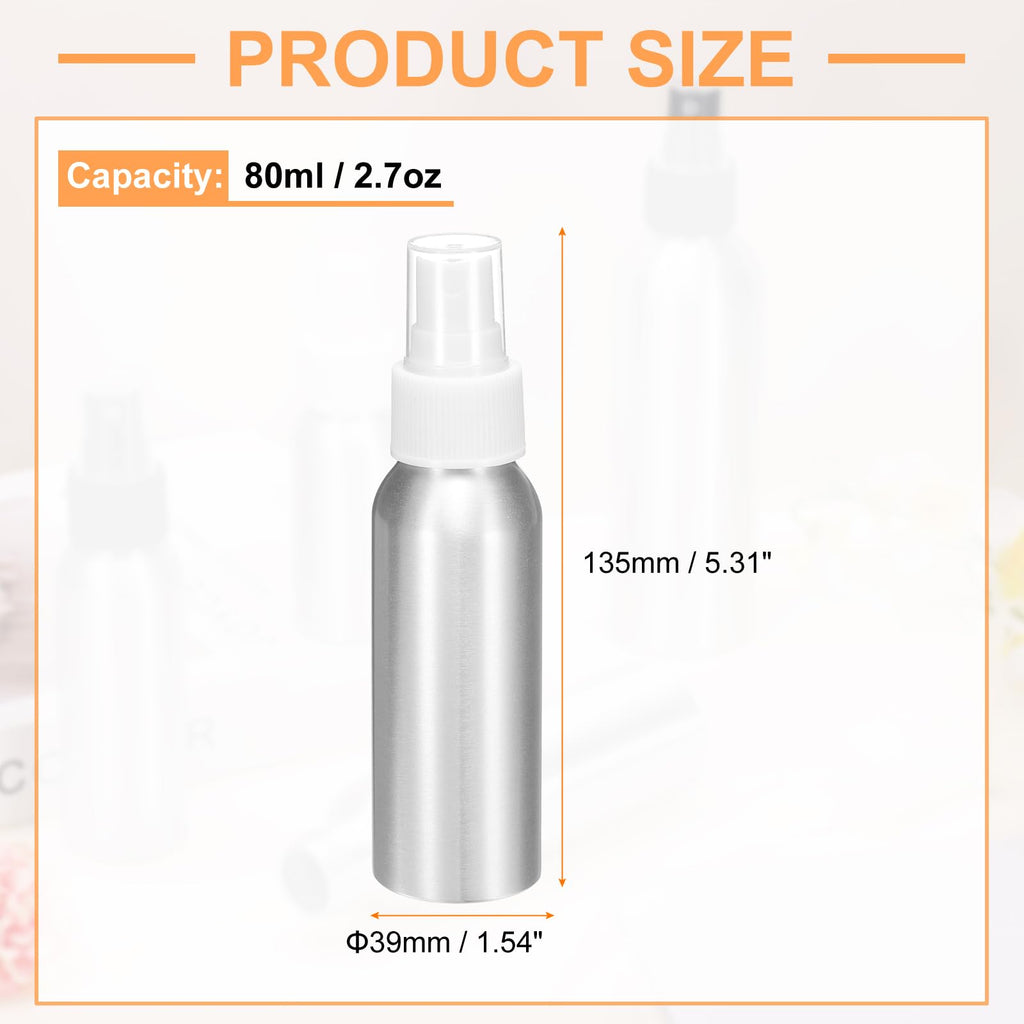5 Pc 80 ml Aluminum Fine Mist Spray Bottles Q44204
