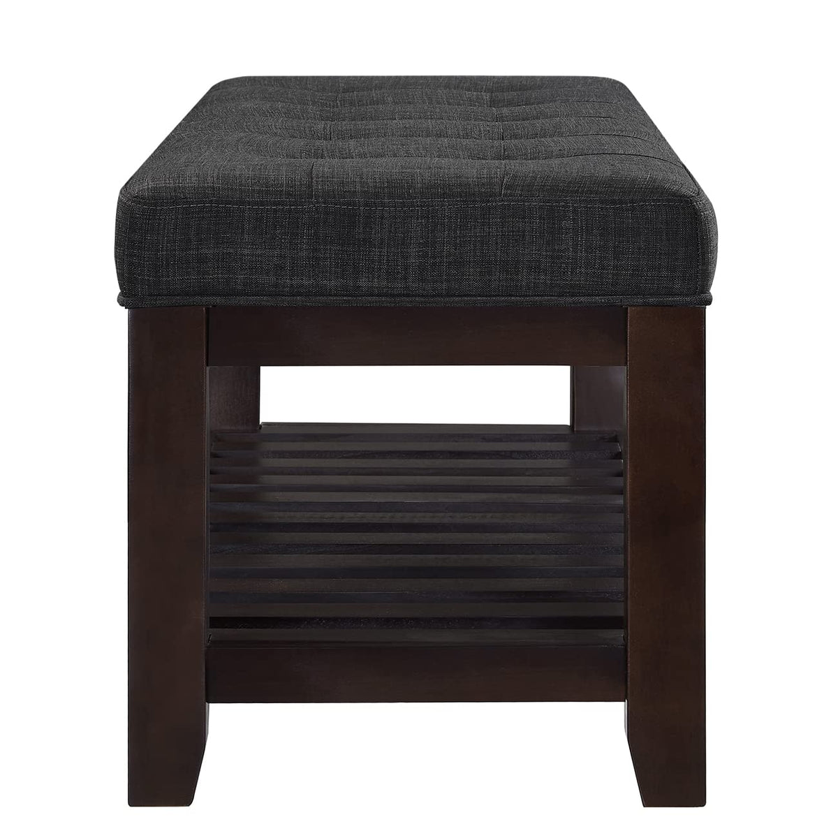 Large Rectangular Upholstered Tufted Linen Ottoman Bench W6738