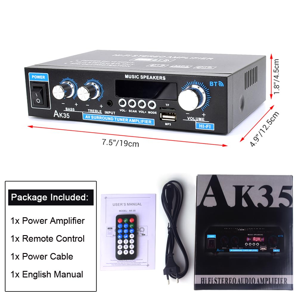 Bluetooth 5.0 200W 2.0 Channel Mini Stereo Amplifier P39862