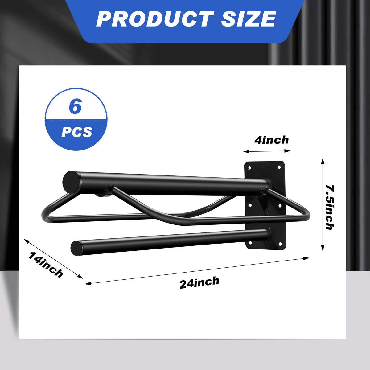 6 Pcs Wall Mount Saddle Rack with Pad Bar B4307