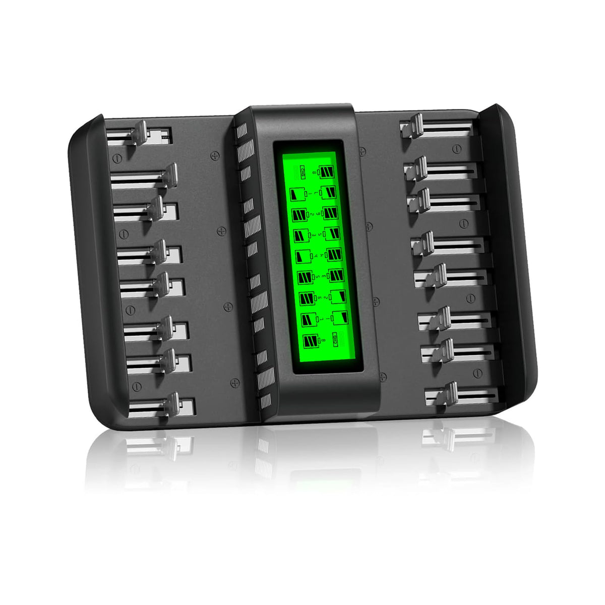 16 Bay Rechargeable Battery Charger with LCD Display V636
