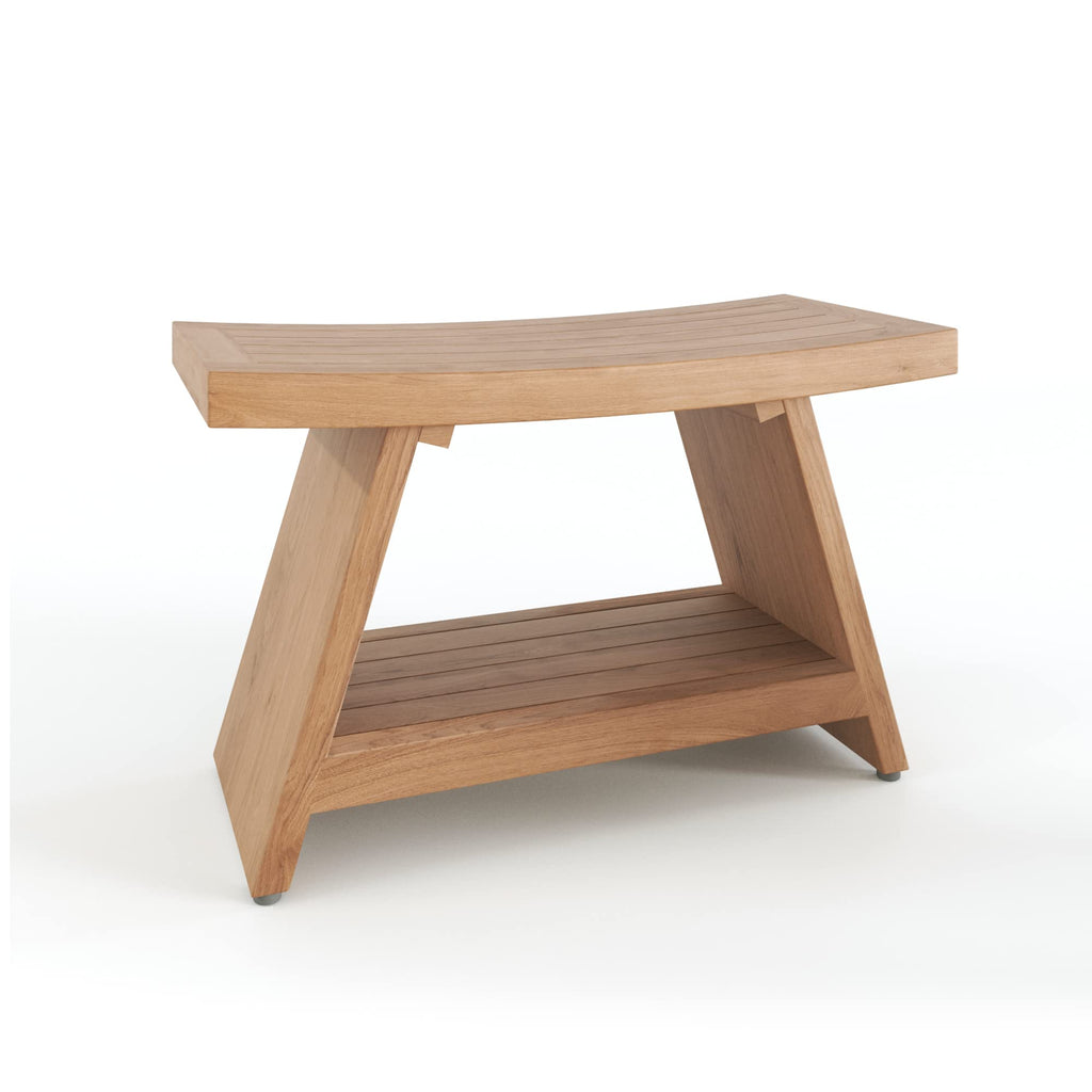 30" Teak Shower Bench with Shelf M9360